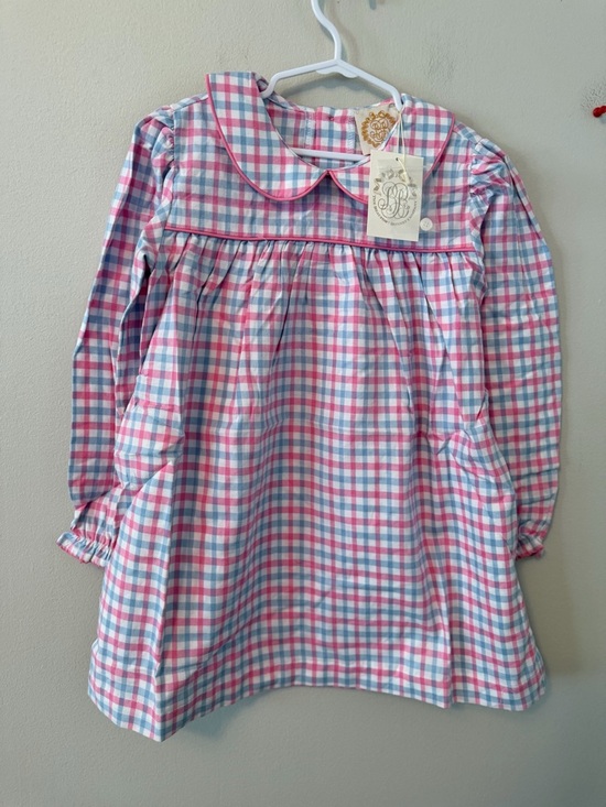 The Beaufort Bonnet Company Other - The Beaufort Bonnet Company Pink & Blue Gingham Peter Pan Collar Dress